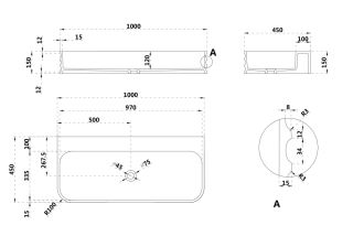 Подвесная раковина ABBER Stein AS2651-1.0 100см белый матовый